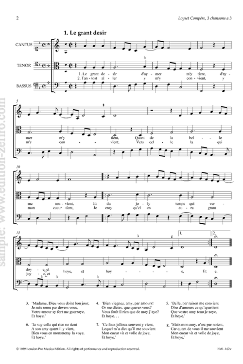 Three Chansons (viols) : Loyset Compère