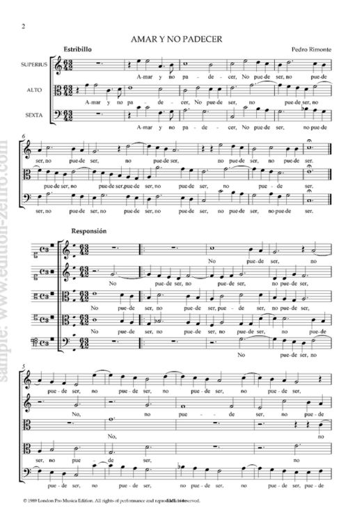 Amar y no padecer (viols) : Pedro Rimonte