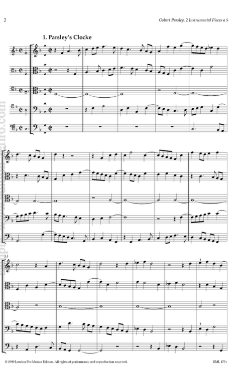 Parsley's Clocke and In nomine (scored for viols) : Osbert Parsley