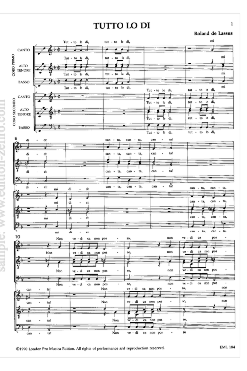 Roland de Lassus - Tuto lo di