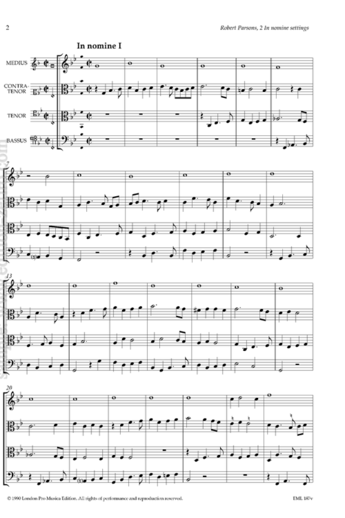 Robert Parsons - Two In nomines (viols)