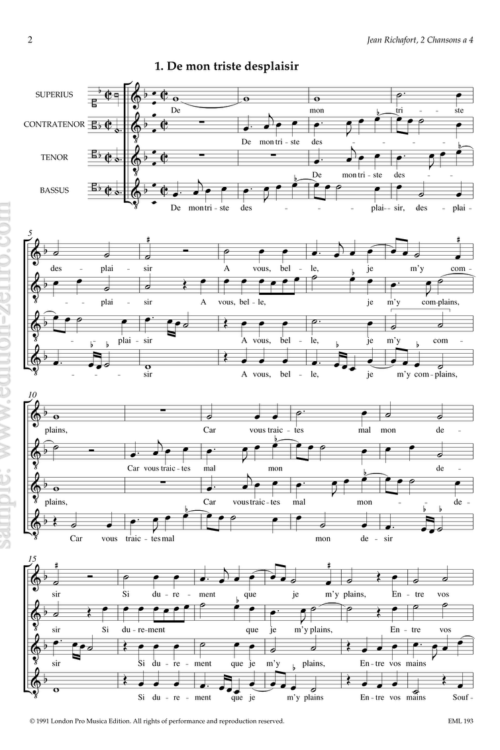 Jean Richafort - Two Chansons (4 part)