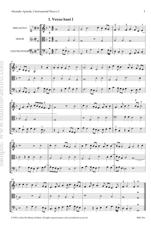 Alexander Agricola - Five Instrumental Pieces à3 (viols)