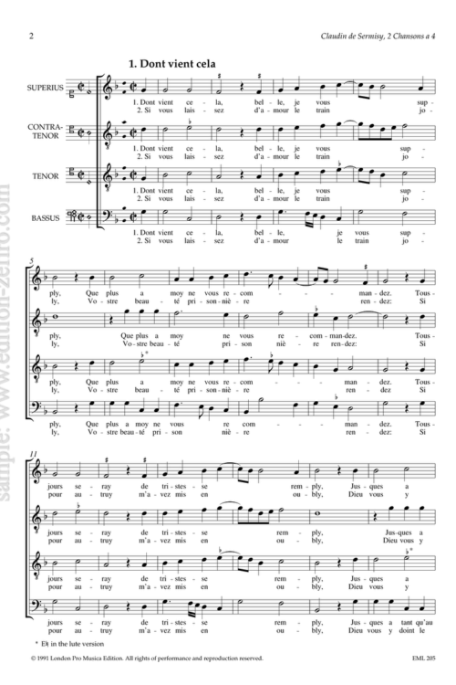 Claudin de Sermisy - Two Chansons of Clement Marot