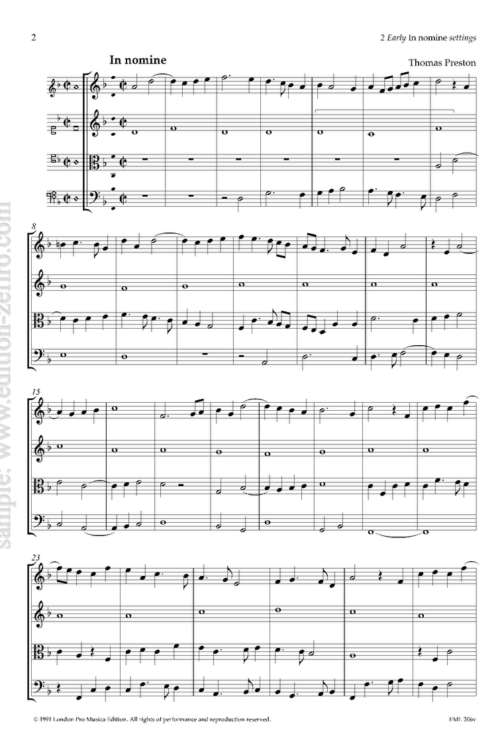 Two Early In Nomine settings à4 (viols) (Thomas Preston, Poynt)