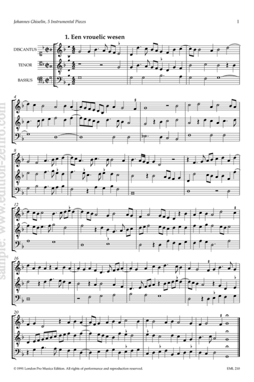 Johannes Ghiselin - Five Instrumental Pieces à3