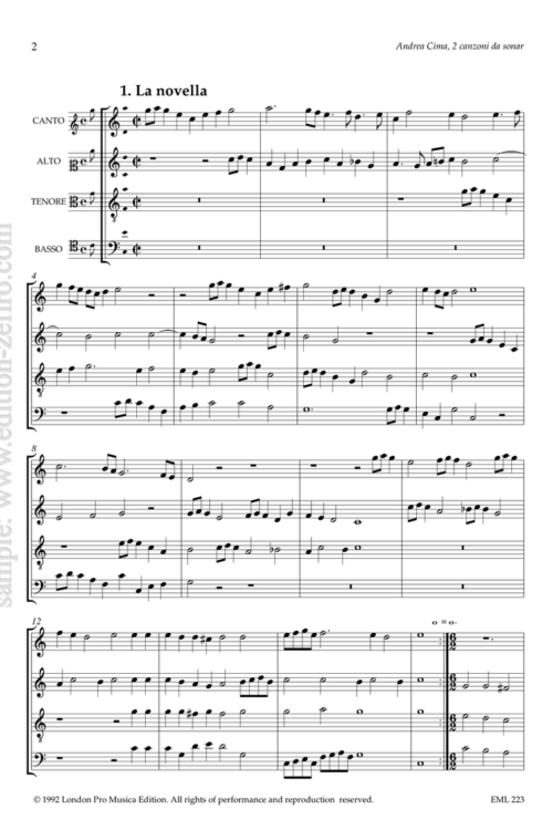 Andrea Cima - Two canzoni da sonar à4