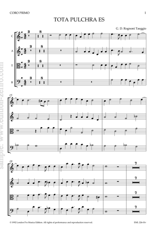 Giovanni Domenico Rognoni Taeggio - Tota pulchra es à8 (viols)