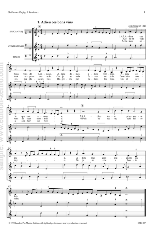 Eight Rondeaux : Guillaume Dufay