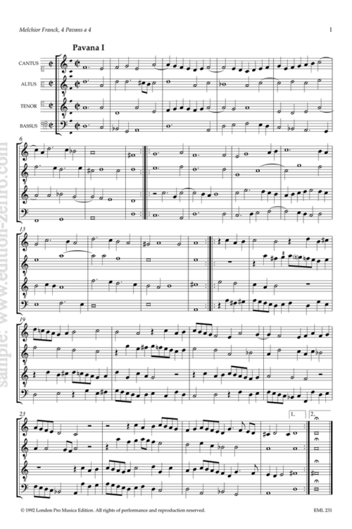 Melchior Franck - Four Pavans à4