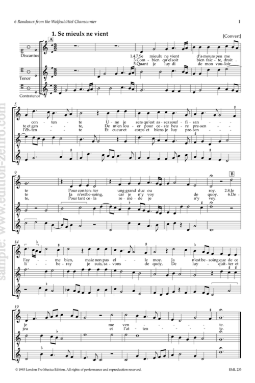 Six Rondeaux from the Wolfenbüttel Chansonnier