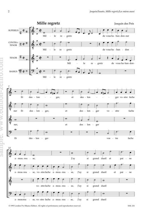 Josquin des Prés - Mille regretz / Les miens aussi