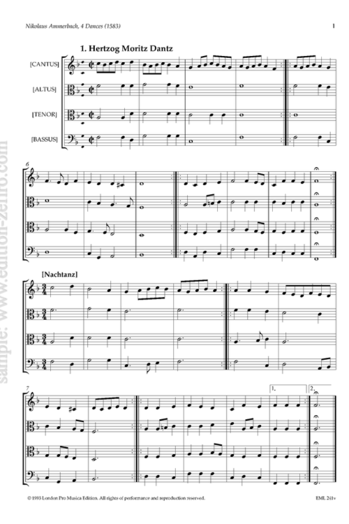 Elias Nikolaus Ammerbach - Four dances à4 (1583) (viols)