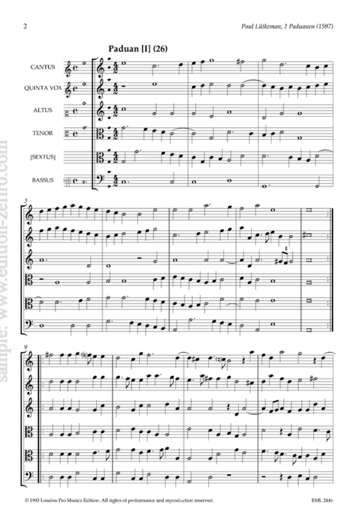 Paul Lutkeman - Two Paduanen à6 (1597) (viols)