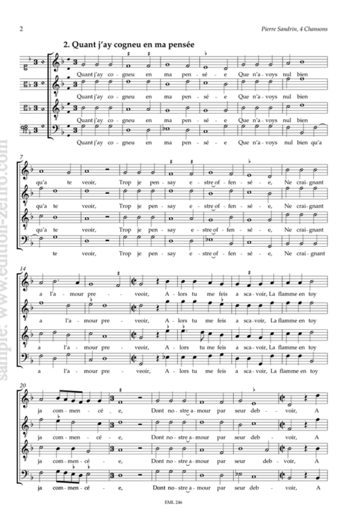 Pierre Regnault Sandrin - Four Chansons à4
