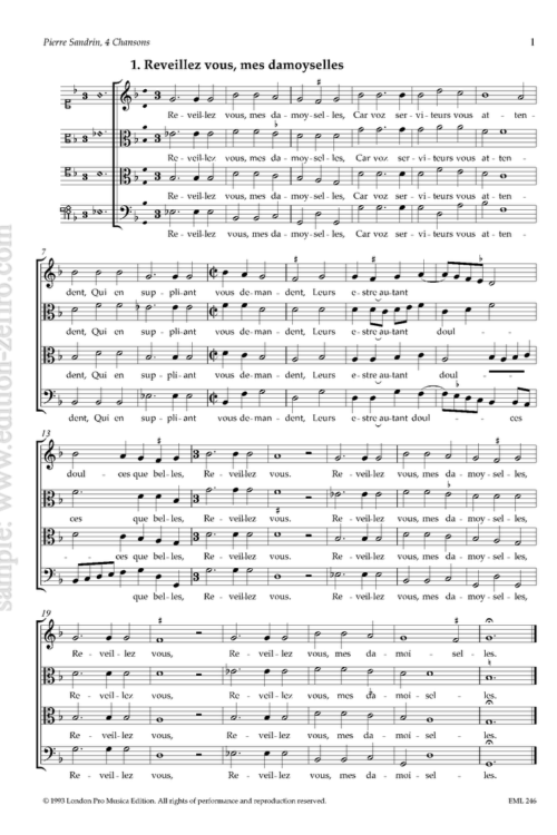 Pierre Regnault Sandrin - Four Chansons à4 (viols)