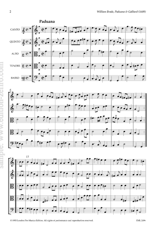 William Brade - Paduan & Gagliarda à5 (1609) (viols)