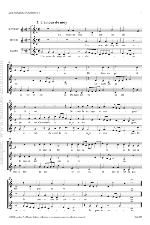 Jean Richafort - Five Chansons à3