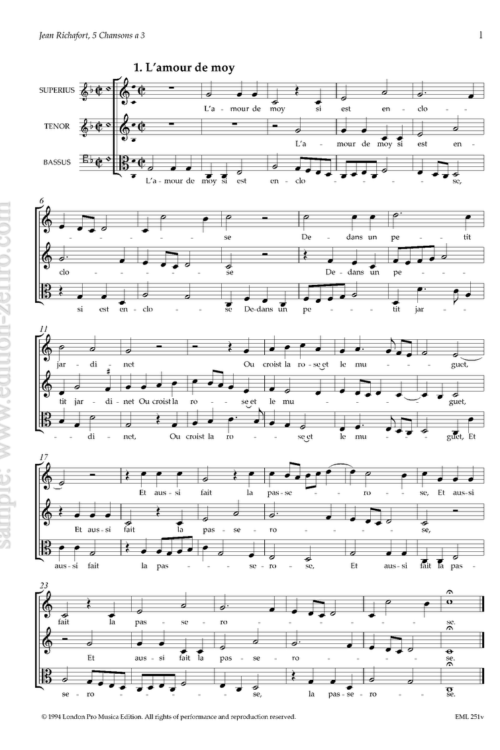 Jean Richafort - Five Chansons à3 (viols)