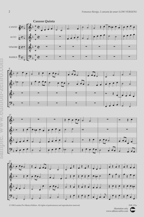 Francesco Rovigo - Two Canzoni da sonar à4 (low version)