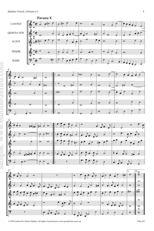Melchior Franck - Four Pavans à5