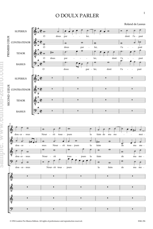 Roland de Lassus - O doulx parler à8