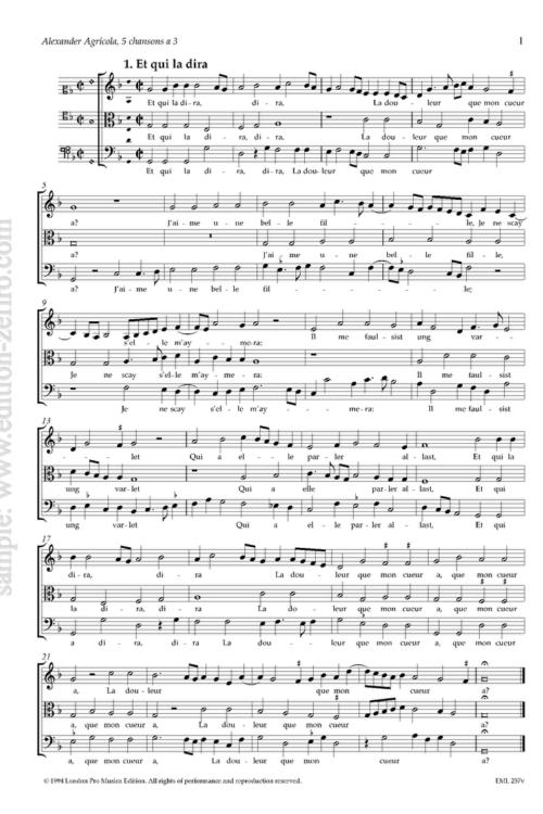 Alexander Agricola - Five Chansons à3 (viols)