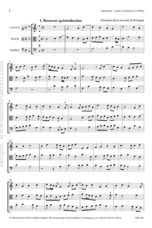 Girolamo Cavazzoni : Two ricercari à3 (viols)