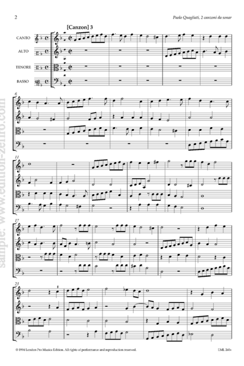Paolo Quagliati : Two canzoni à4 (viols)
