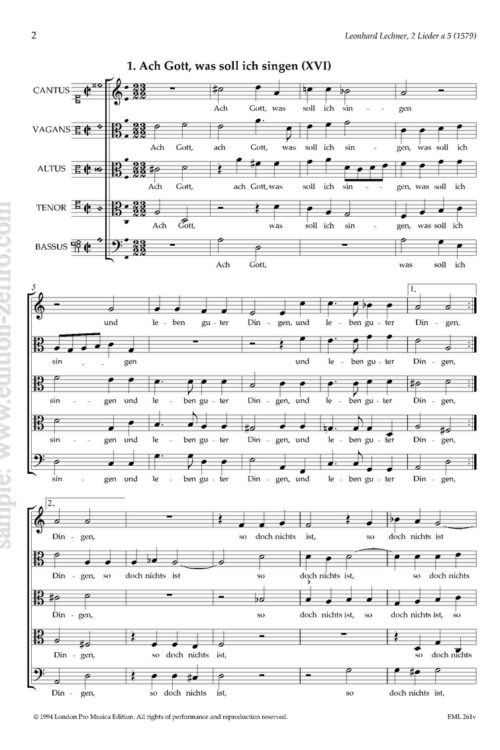 Leonhard Lechner, Two Lieder a5 (1579)