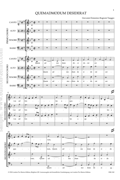 Giovanni Domenico Rognoni Taeggio - Quemadmodum desiderat