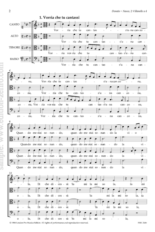 Two Villanelle (viols) by Baldassare Donato and Giovanni Nasco