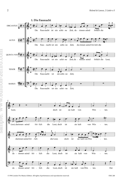 Roland de Lassus - Two Lieder à5
