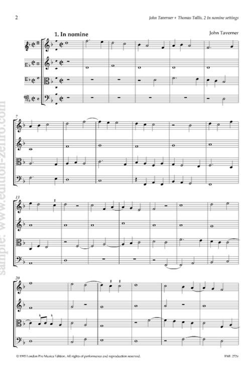 Two In nomine settings (viols) - John Taverner and Thomas Tallis