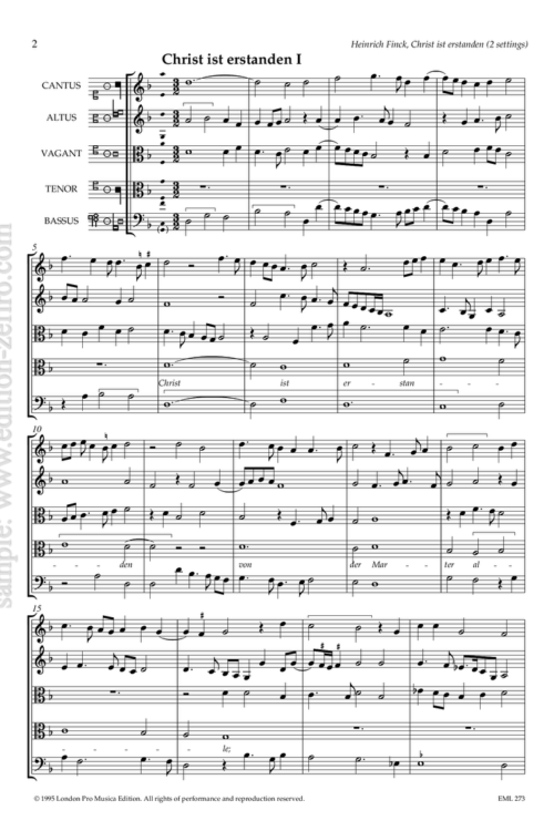 Heinrich Finck : Christ ist erstanden à5 (2 settings for viols)