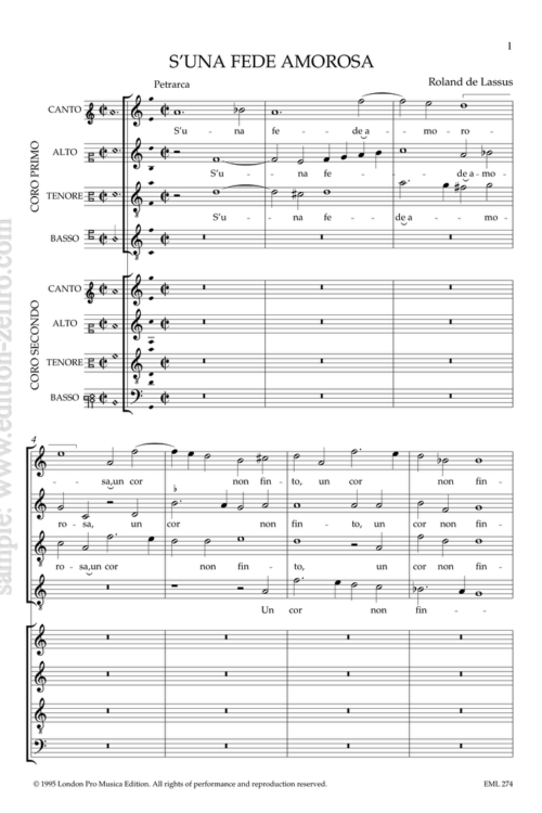 Roland de Lassus : S'una fede amorosa à8