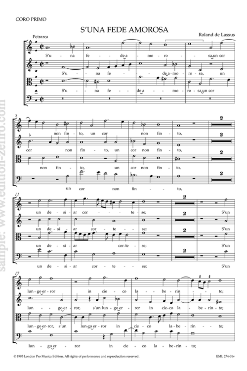 Roland de Lassus : S'una fede amorosa à8 (viols)