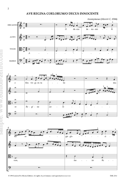 Ave Regina coelorum / O cecus innocentie (viols)