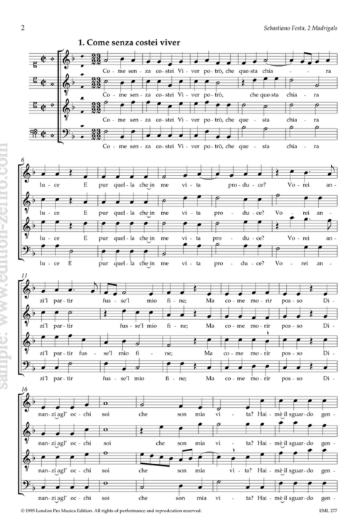 Sebastian Festa : Two Madrigals à4