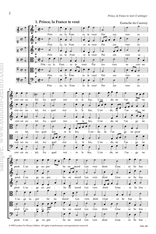 2 settings of Prince, La France te veut by Eustache Du Caurroy and Claude le Jeune (viols)