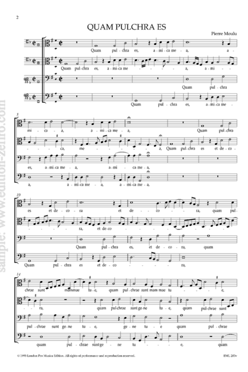 Pierre Moulu : Quam pulchra es à4 (viols)