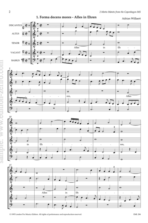 Two Motto Motets from the Copenhagen MS for 5 instruments