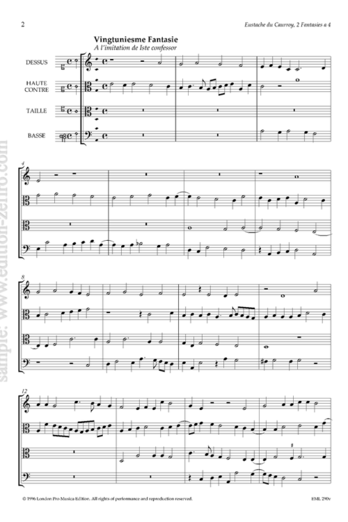 Eustache Du Caurroy : Two Fantasias à4 (viols)