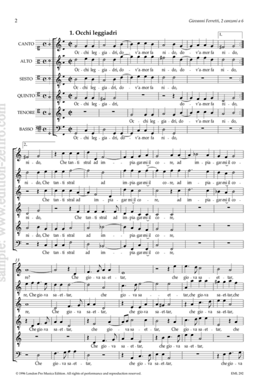 Giovanni Ferretti : Two canzoni à6