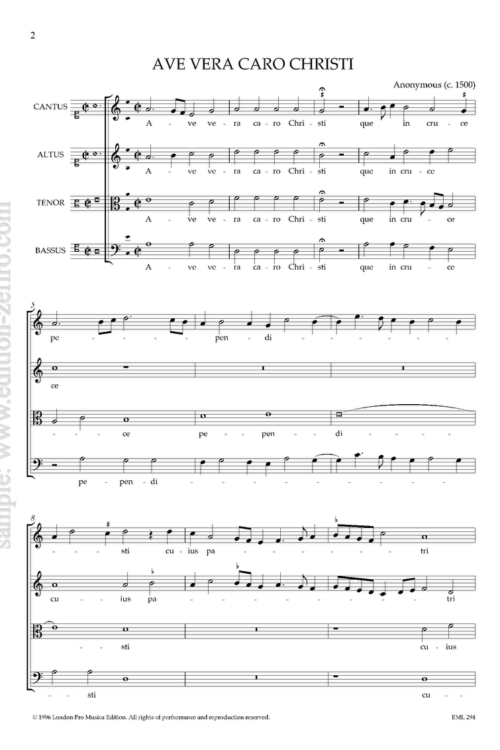 Ave vera caro Christi à4 (c. 1500) (viols)