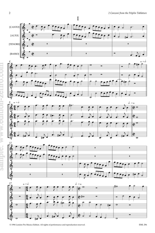 2 Canzoni from the Pelplin Tablature