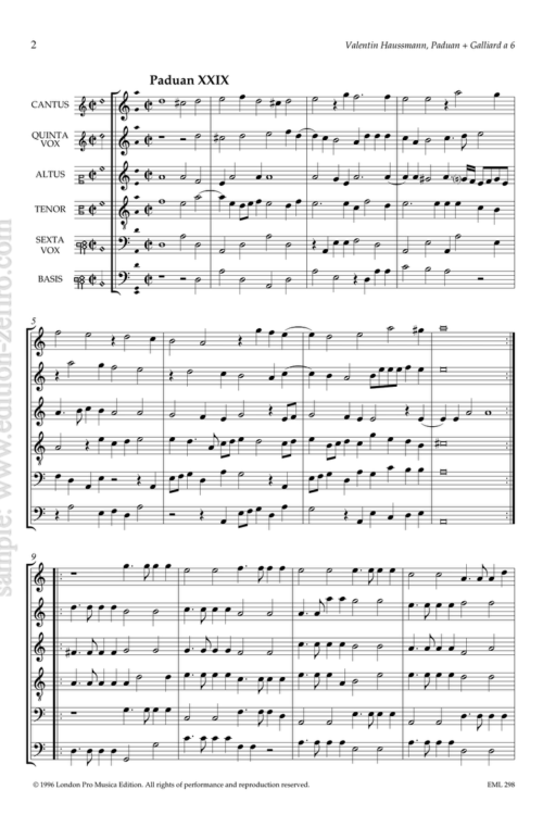 Haussmann: Paduan and Galliard à6