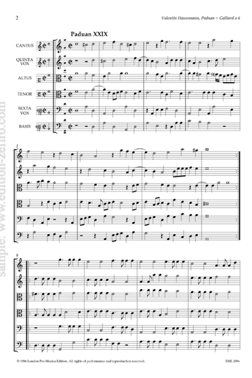 Haussmann: Paduan and Galliard à6 (viols)