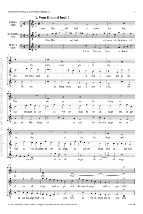 Michael Praetorius : Five Christmas Hymn Settings
