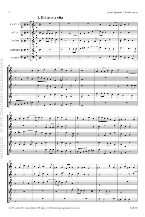John Coperario : Two Italian pieces à5